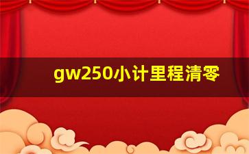 gw250小计里程清零