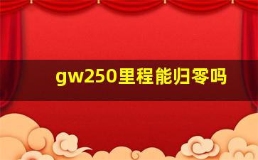 gw250里程能归零吗