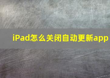 iPad怎么关闭自动更新app