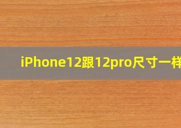 iPhone12跟12pro尺寸一样吗