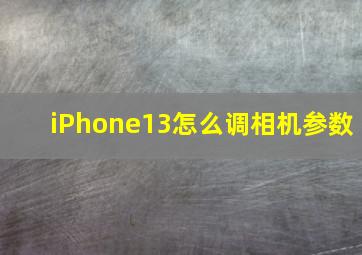 iPhone13怎么调相机参数