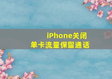 iPhone关闭单卡流量保留通话