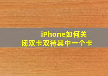 iPhone如何关闭双卡双待其中一个卡