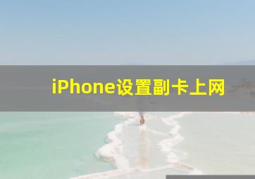 iPhone设置副卡上网