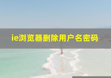 ie浏览器删除用户名密码