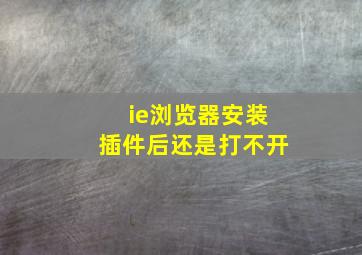 ie浏览器安装插件后还是打不开