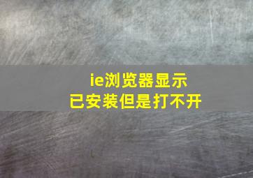 ie浏览器显示已安装但是打不开