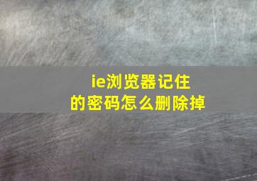 ie浏览器记住的密码怎么删除掉