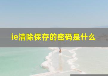 ie清除保存的密码是什么