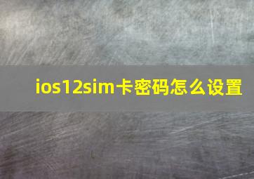 ios12sim卡密码怎么设置