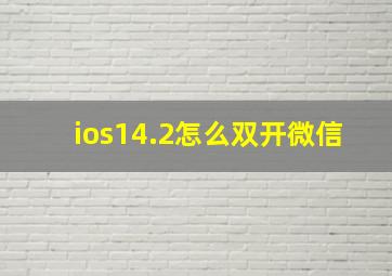 ios14.2怎么双开微信