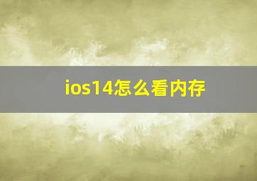 ios14怎么看内存