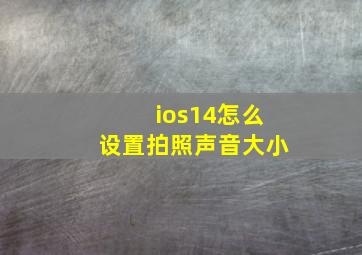 ios14怎么设置拍照声音大小