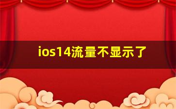 ios14流量不显示了