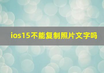 ios15不能复制照片文字吗