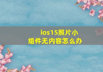 ios15照片小组件无内容怎么办