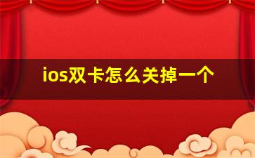 ios双卡怎么关掉一个