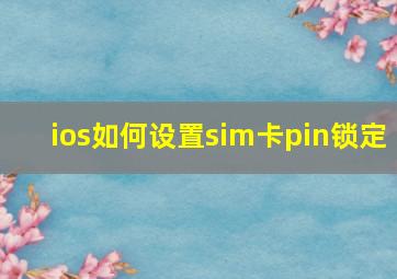 ios如何设置sim卡pin锁定