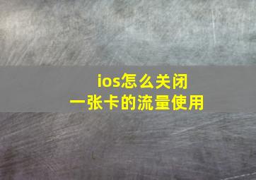 ios怎么关闭一张卡的流量使用