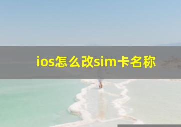 ios怎么改sim卡名称