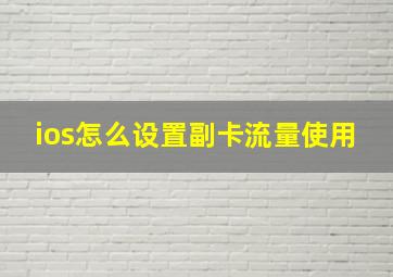 ios怎么设置副卡流量使用