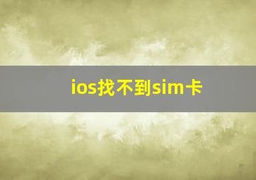 ios找不到sim卡