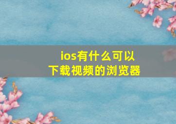 ios有什么可以下载视频的浏览器