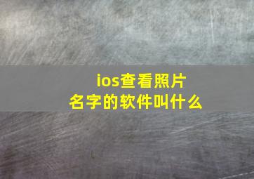 ios查看照片名字的软件叫什么