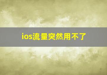 ios流量突然用不了