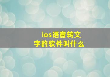 ios语音转文字的软件叫什么