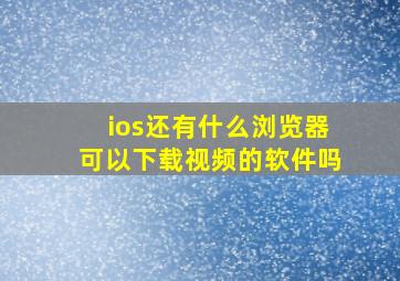 ios还有什么浏览器可以下载视频的软件吗