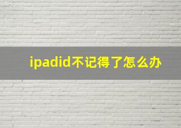 ipadid不记得了怎么办