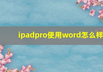 ipadpro使用word怎么样