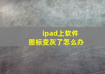 ipad上软件图标变灰了怎么办