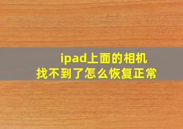 ipad上面的相机找不到了怎么恢复正常