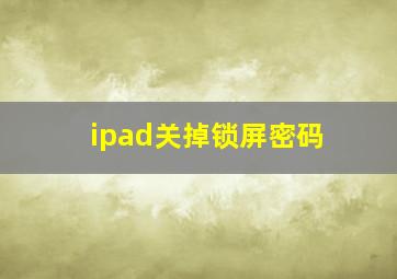 ipad关掉锁屏密码