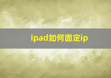 ipad如何固定ip