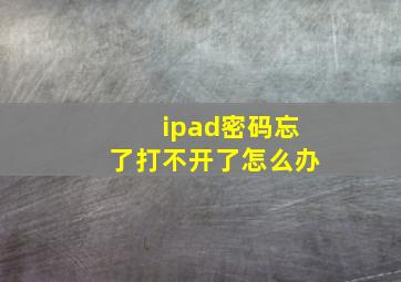 ipad密码忘了打不开了怎么办