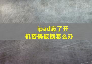 ipad忘了开机密码被锁怎么办