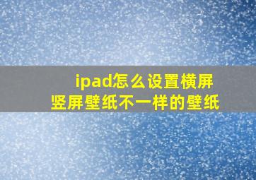 ipad怎么设置横屏竖屏壁纸不一样的壁纸