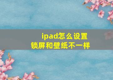 ipad怎么设置锁屏和壁纸不一样