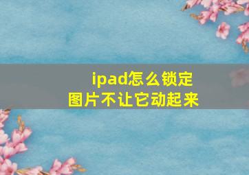 ipad怎么锁定图片不让它动起来