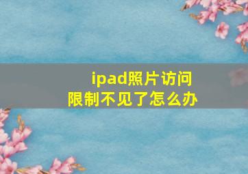 ipad照片访问限制不见了怎么办