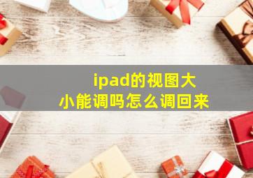 ipad的视图大小能调吗怎么调回来