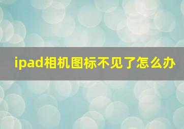 ipad相机图标不见了怎么办