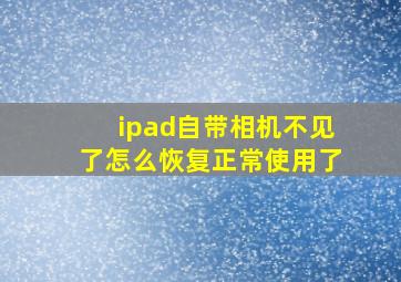 ipad自带相机不见了怎么恢复正常使用了