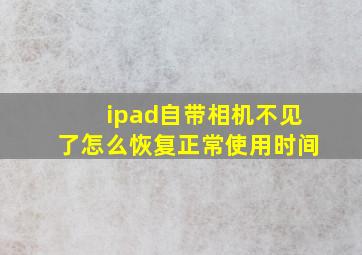 ipad自带相机不见了怎么恢复正常使用时间