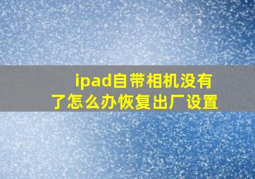 ipad自带相机没有了怎么办恢复出厂设置