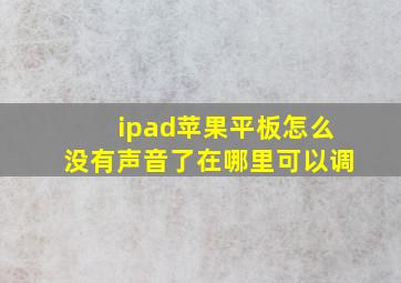 ipad苹果平板怎么没有声音了在哪里可以调