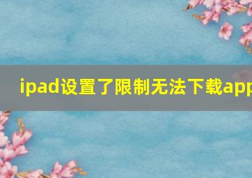 ipad设置了限制无法下载app